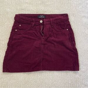 Burgundy Corduroy Mini Skirt